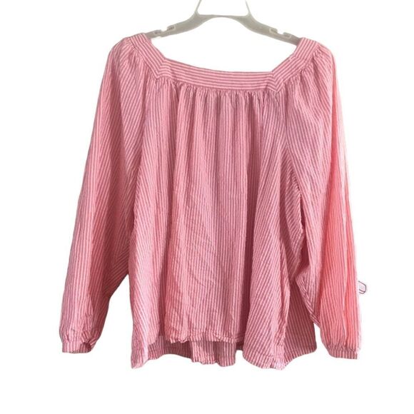 Terra & Sky Pink and White Striped Long Sleeve Top 3X - Picture 8 of 9